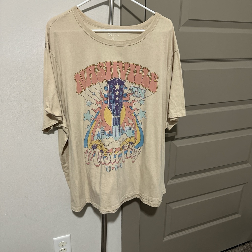 Zoe + Liv Beige Graphic Tee